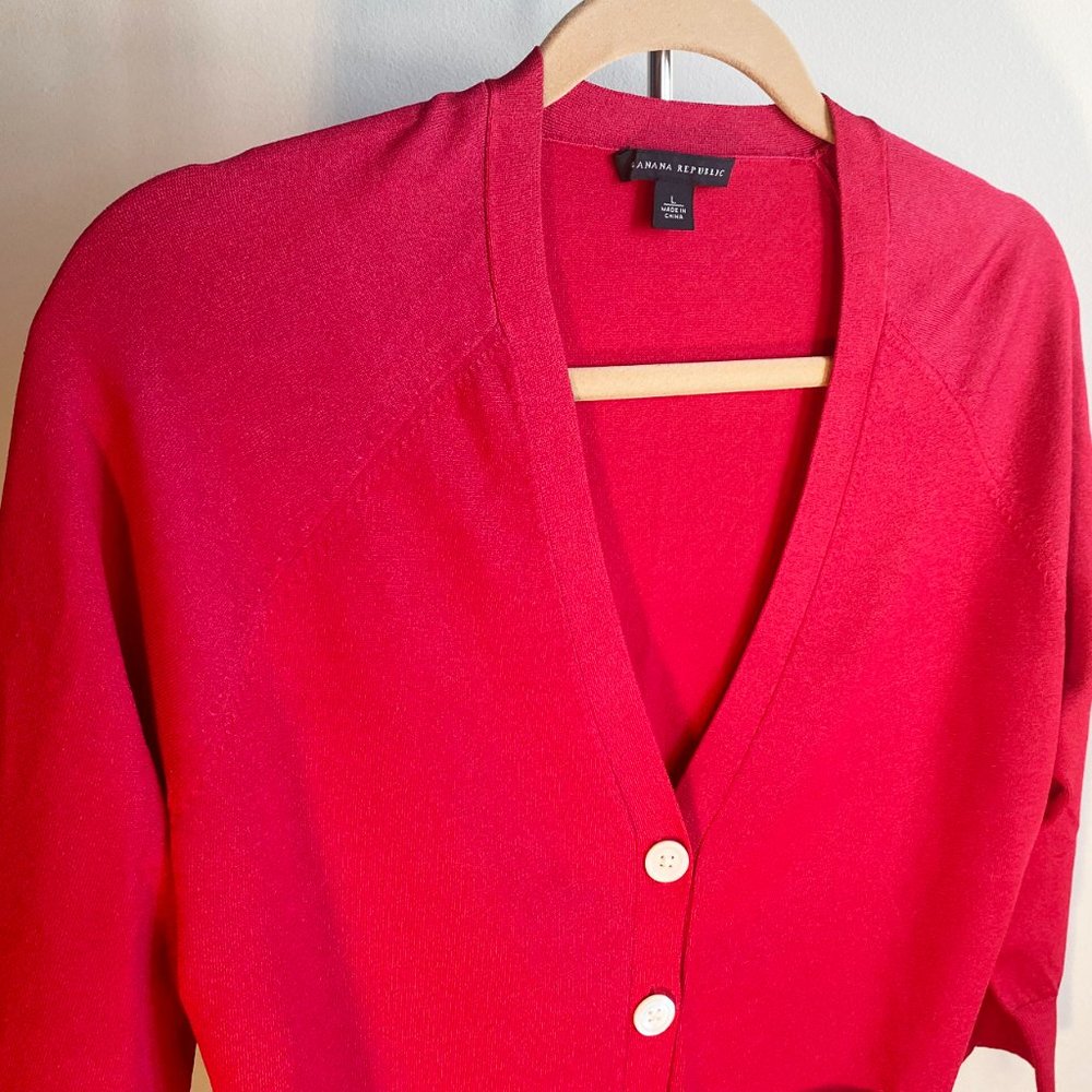 Banana Republic Raspberry Red Cardigan, Perfect Condition - Picture 2 of 6